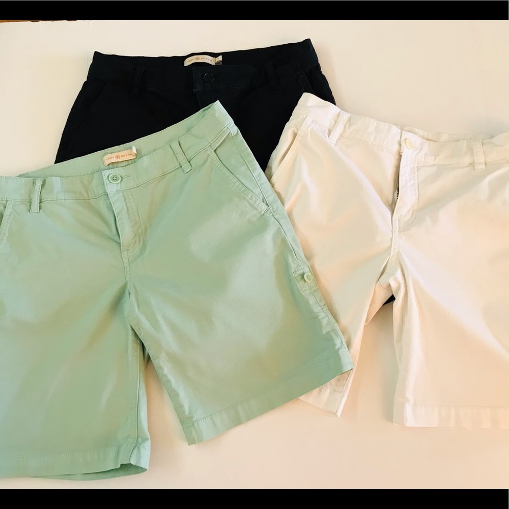 3 Tory Burch Women’s Cuffed Side Tab Shorts Cuffed